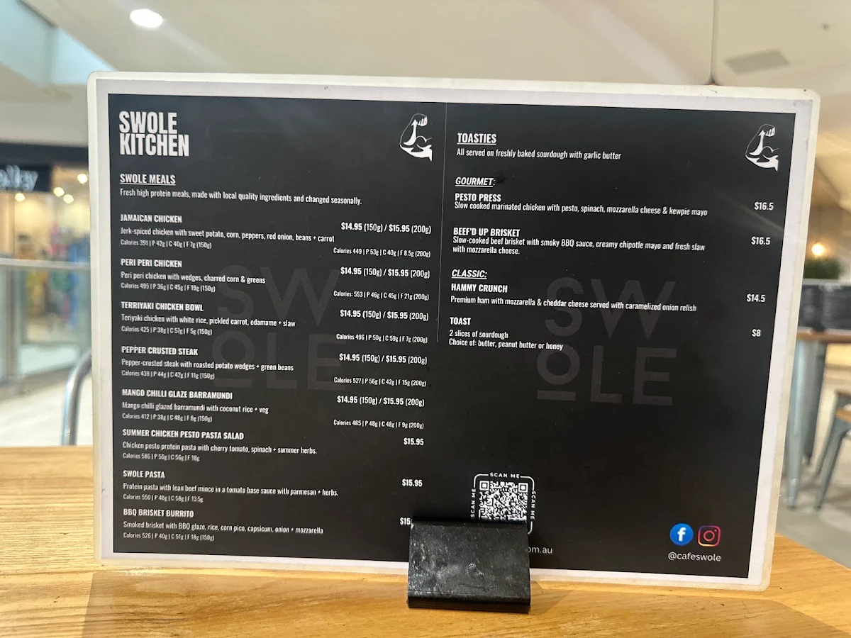 Menu, Cafe Swole