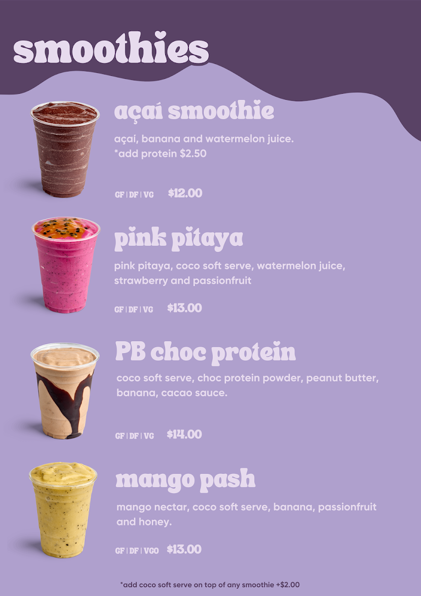 Menu, Blessed Bowls Byron Bay
