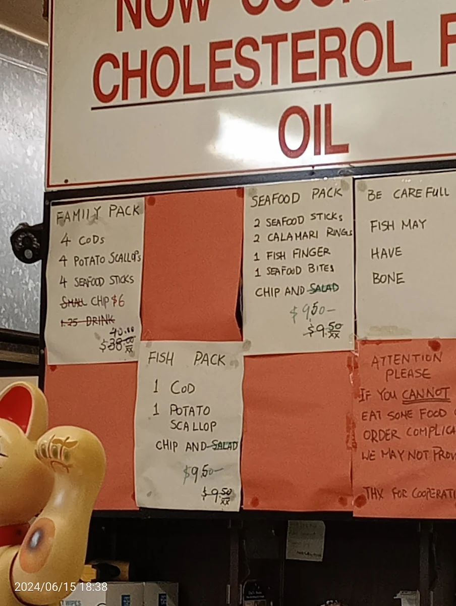 Menu, Brighton Seafoods