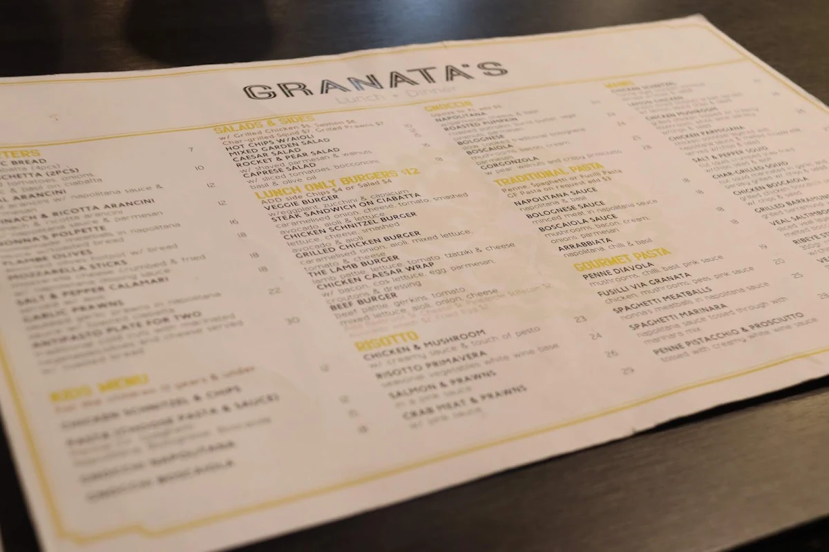 Menu, GRANATA'S Pemulwuy