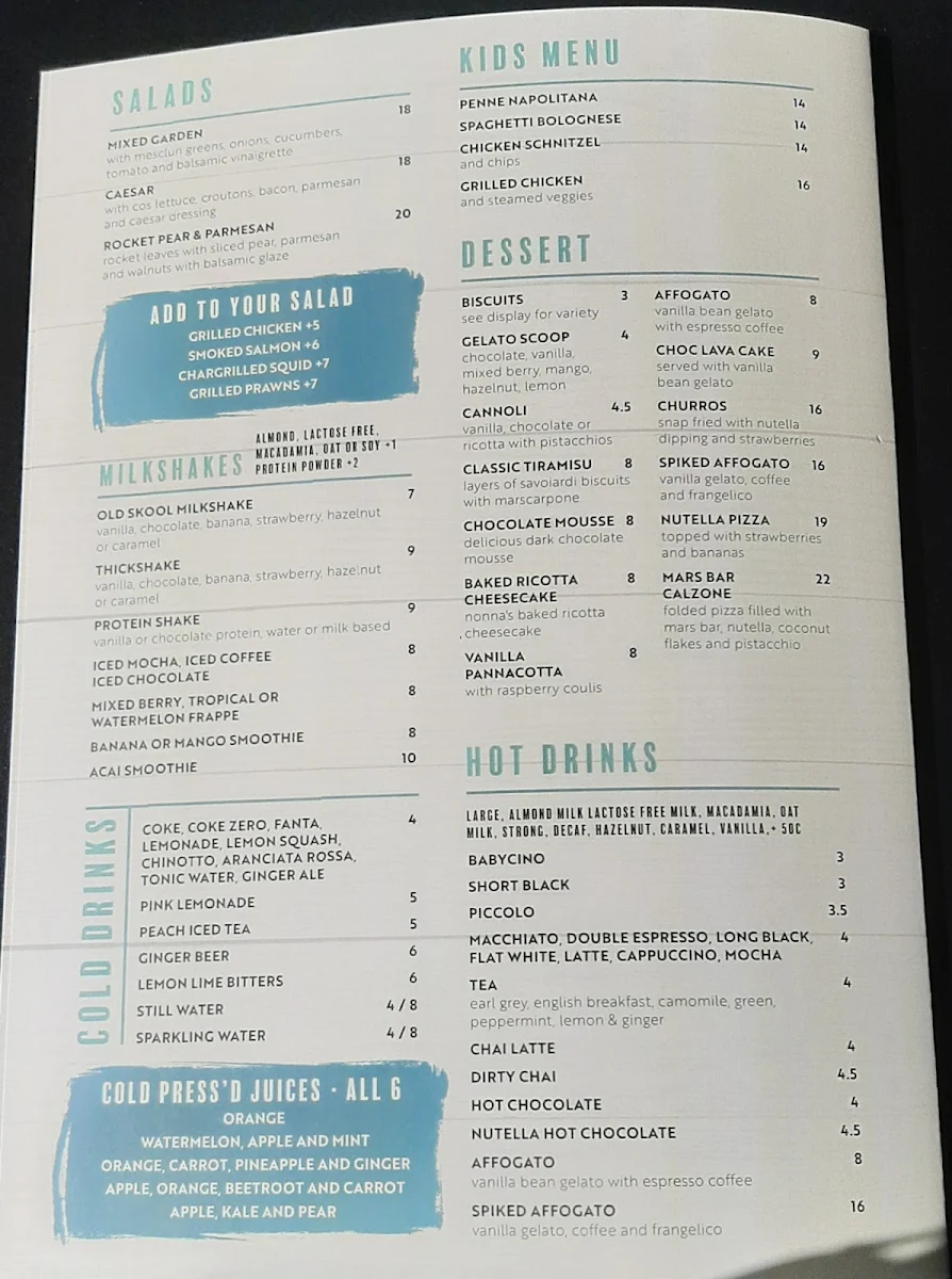 Menu, GRANATA'S Pemulwuy