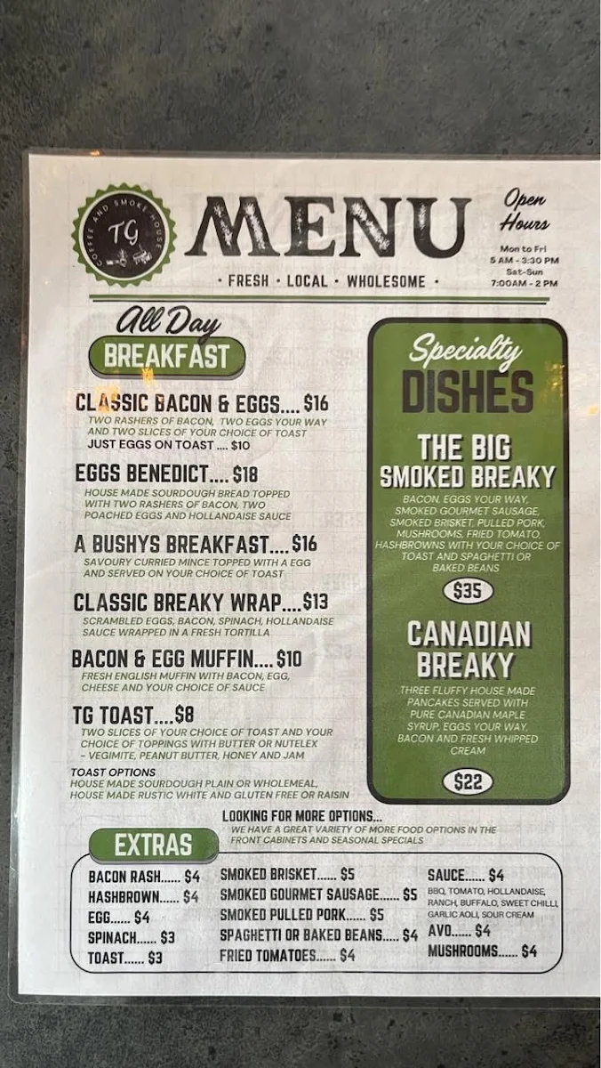 Menu, Third Ground Coffee and Smokehouse