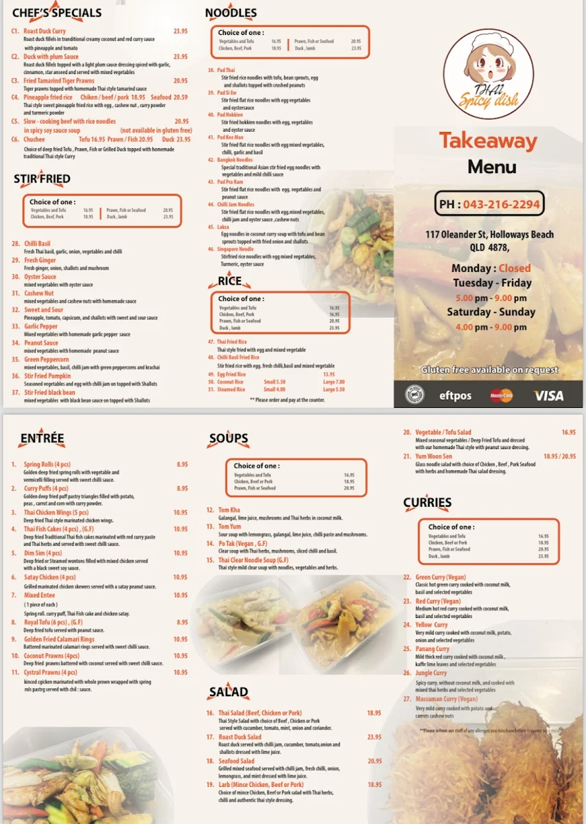 Menu, Thai Spicy Dish