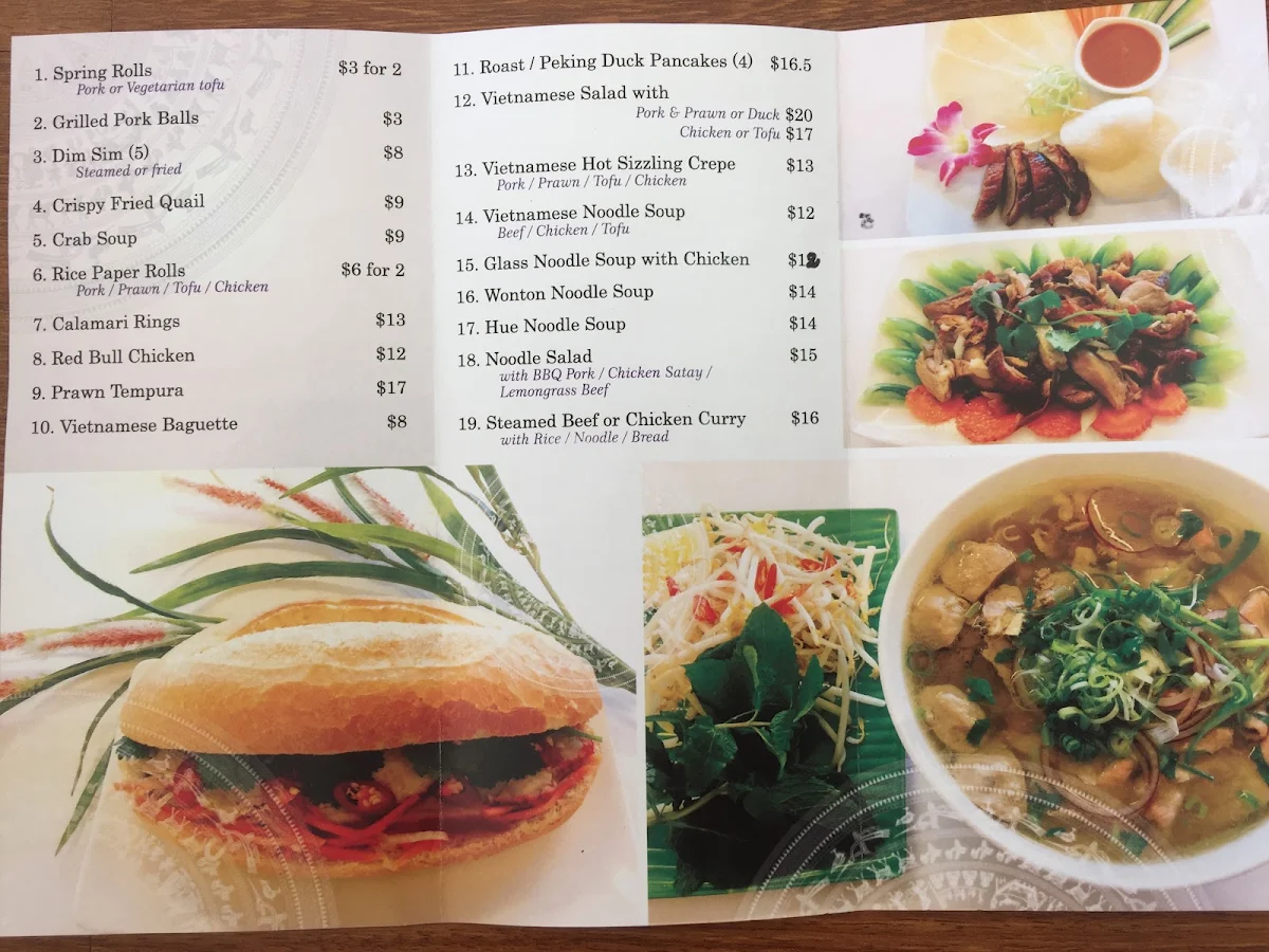 Menu, Vietnamese Bistro