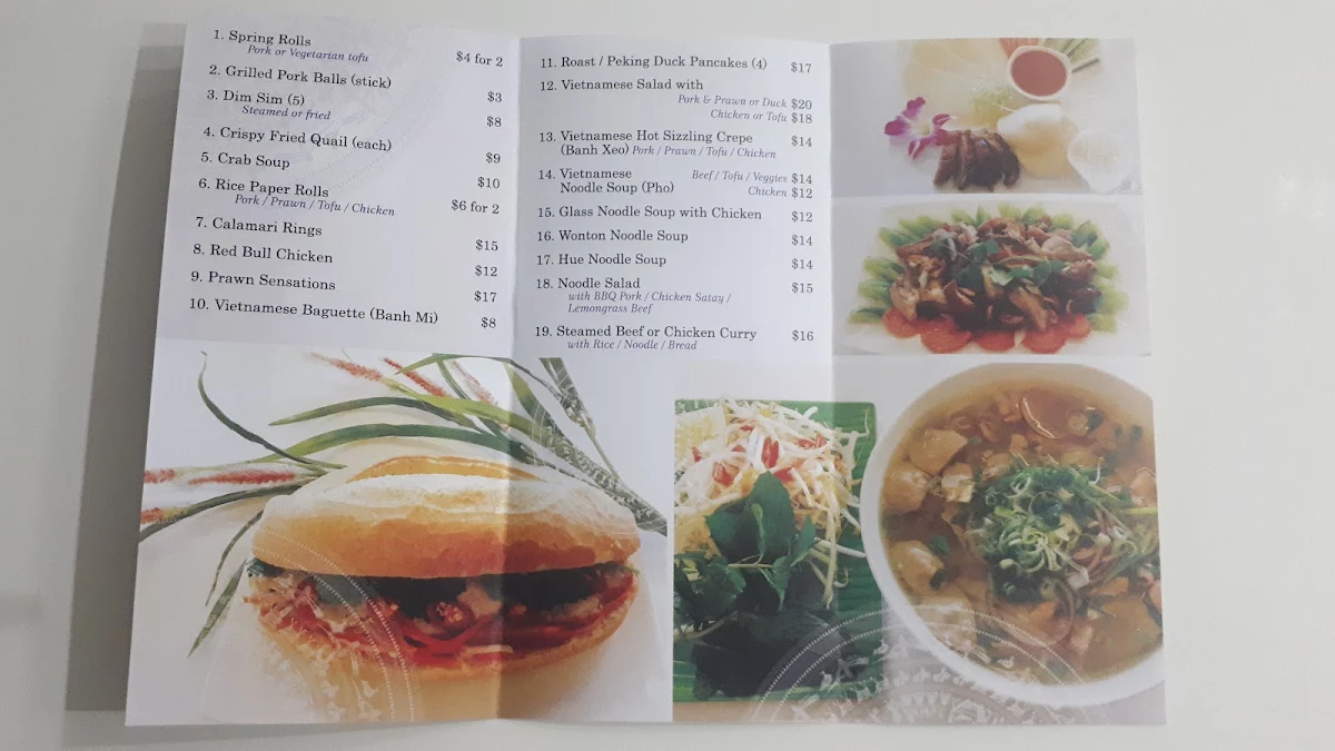 Menu, Vietnamese Bistro
