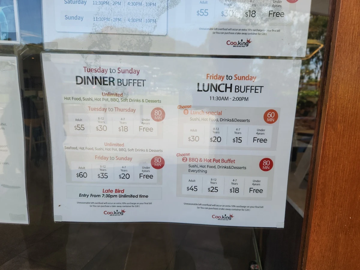 Menu, Coo.King BBQ & Hotpot