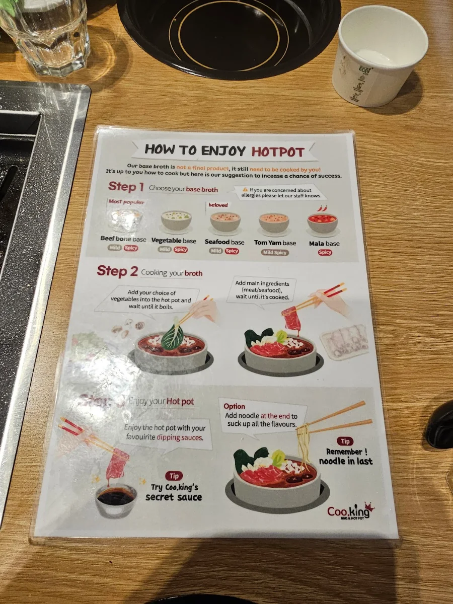Menu, Coo.King BBQ & Hotpot
