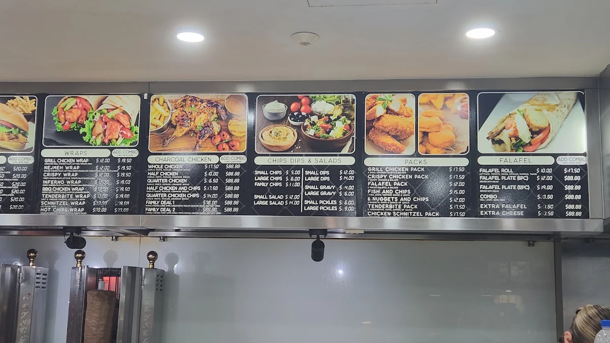 Menu, Naji's Charcoal Chicken & Kebabs