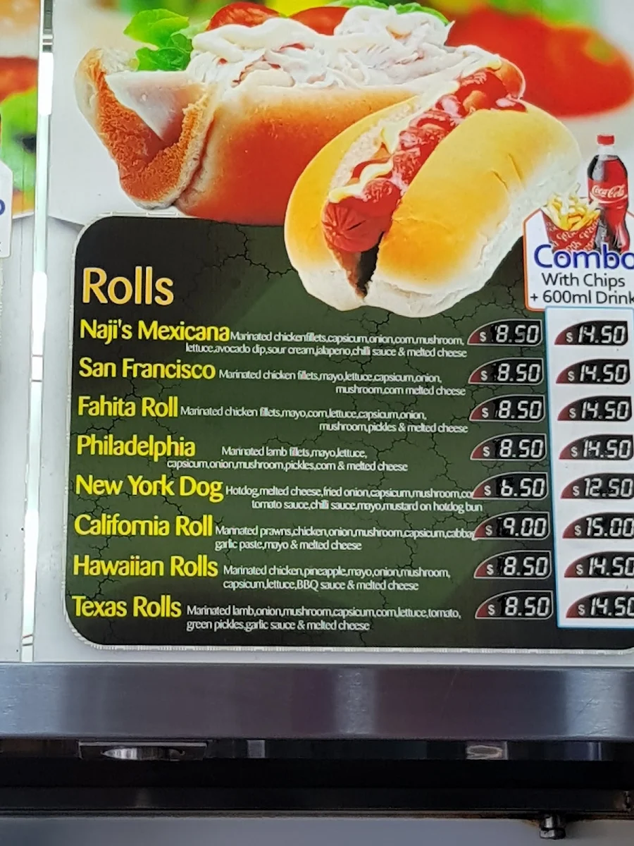 Menu, Naji's Charcoal Chicken & Kebabs