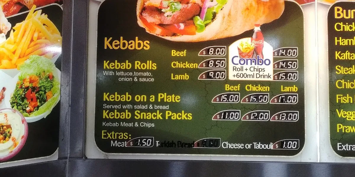 Menu, Naji's Charcoal Chicken & Kebabs