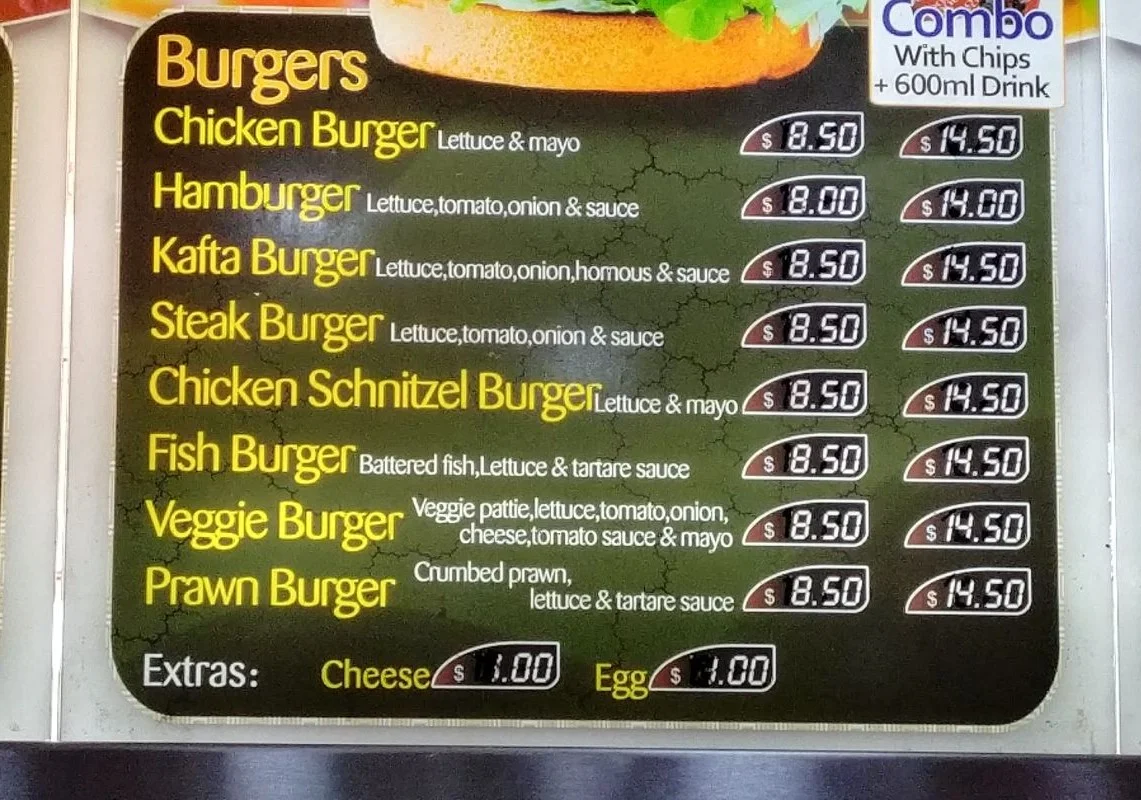 Menu, Naji's Charcoal Chicken & Kebabs