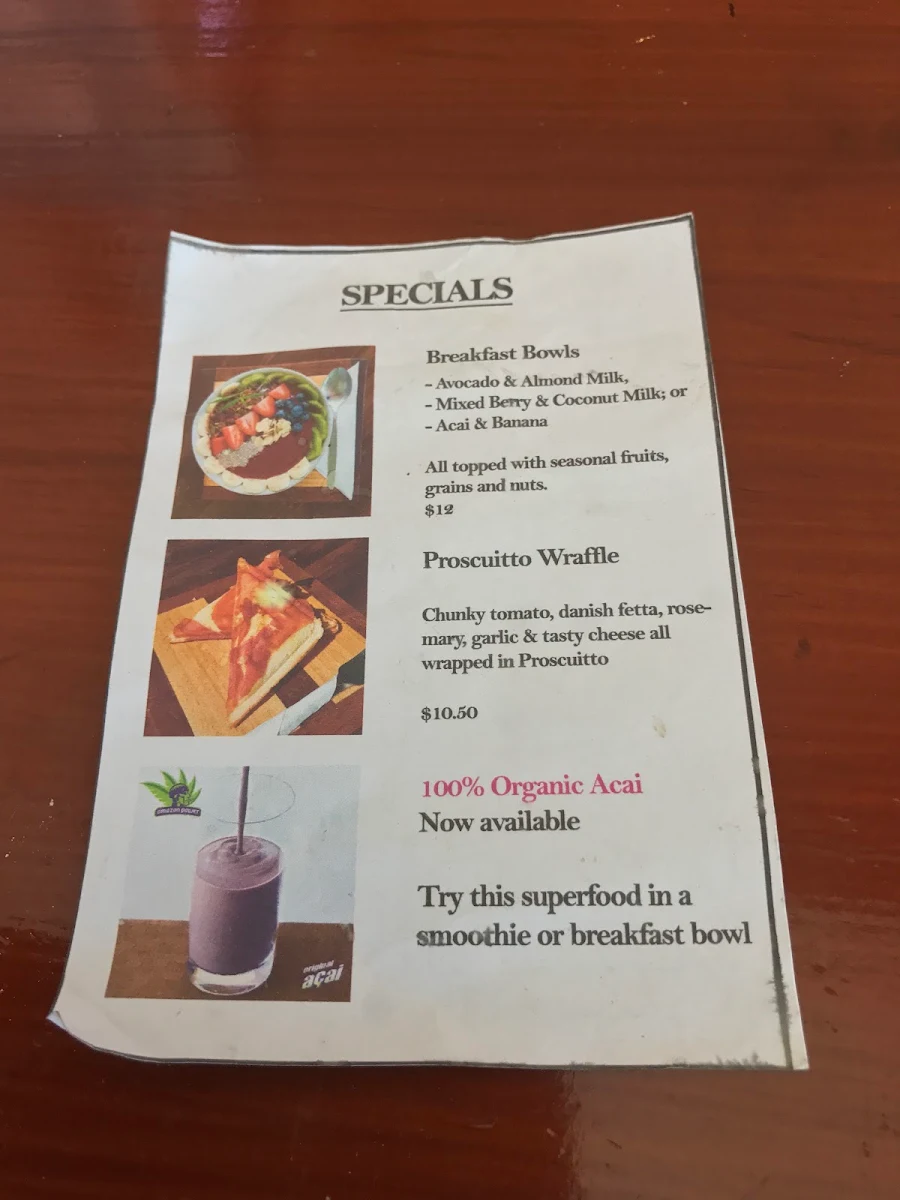 Menu, The Drop Espresso & Juice Bar
