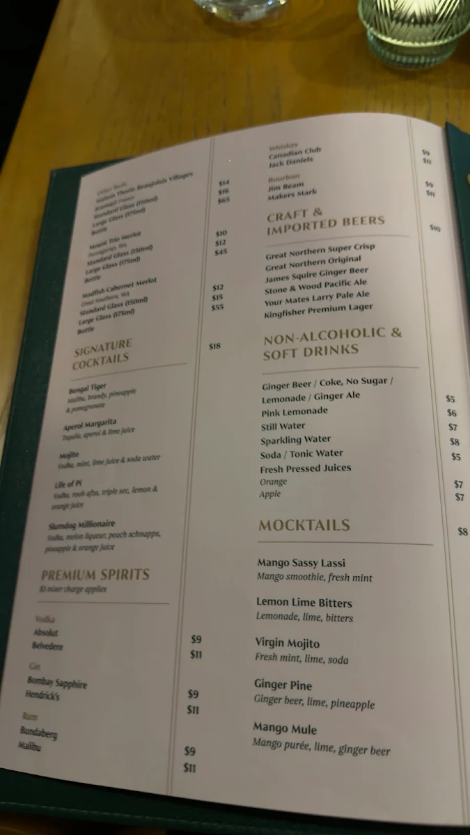 Menu, Roshni by Raj