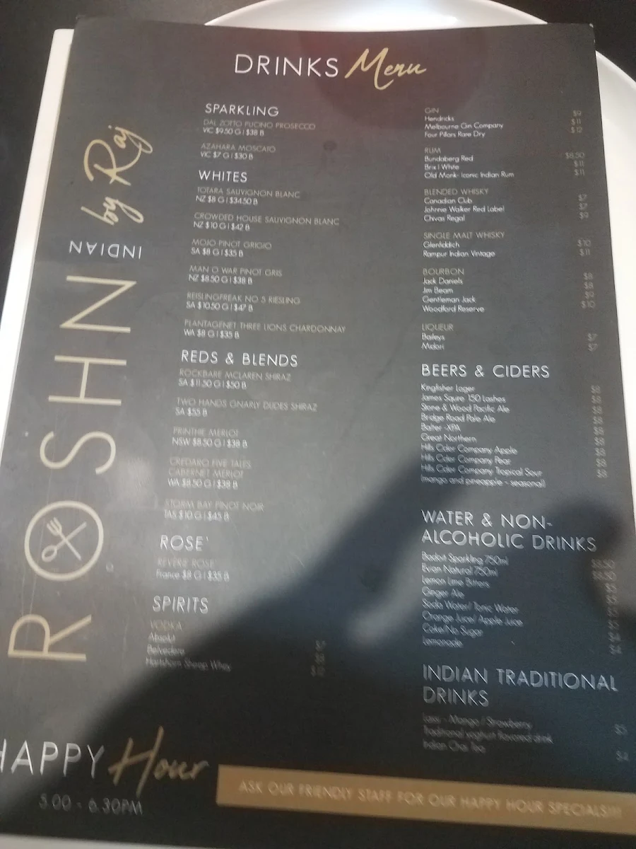 Menu, Roshni by Raj