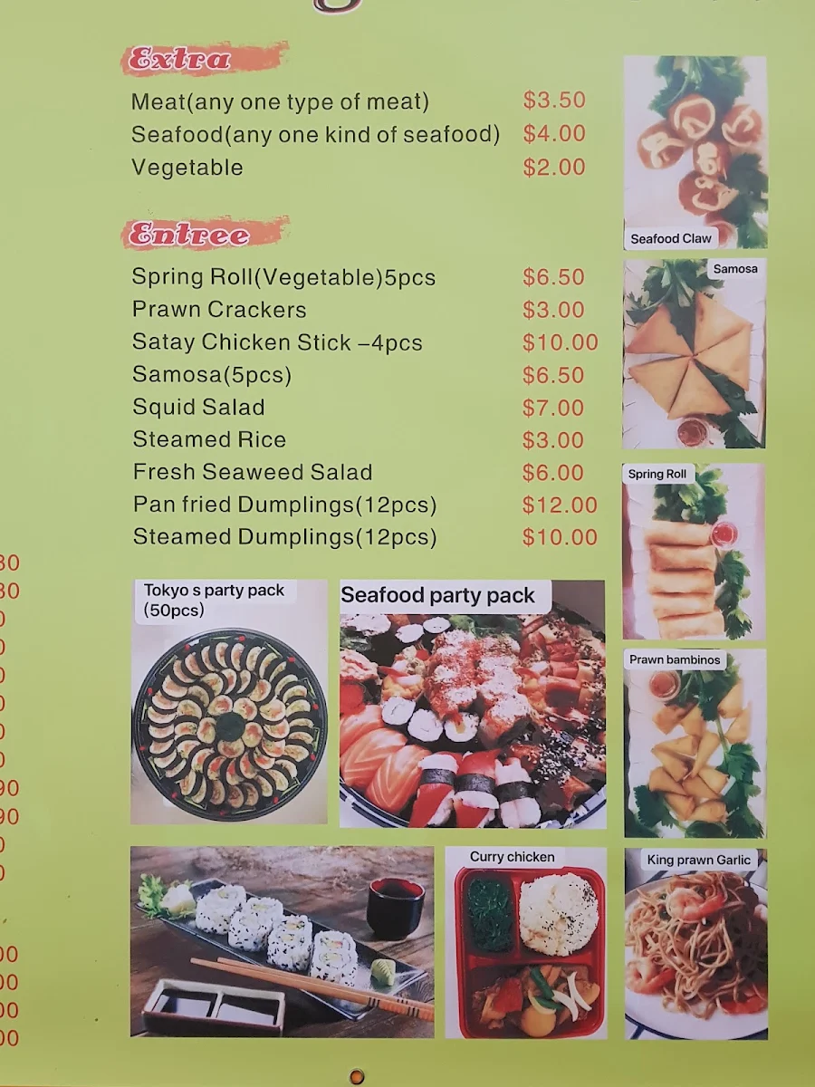Menu, Xing's Kitchen