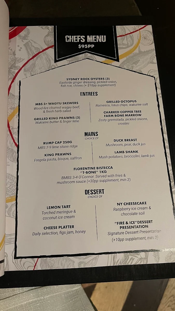 Menu, Eastside Bar & Grill