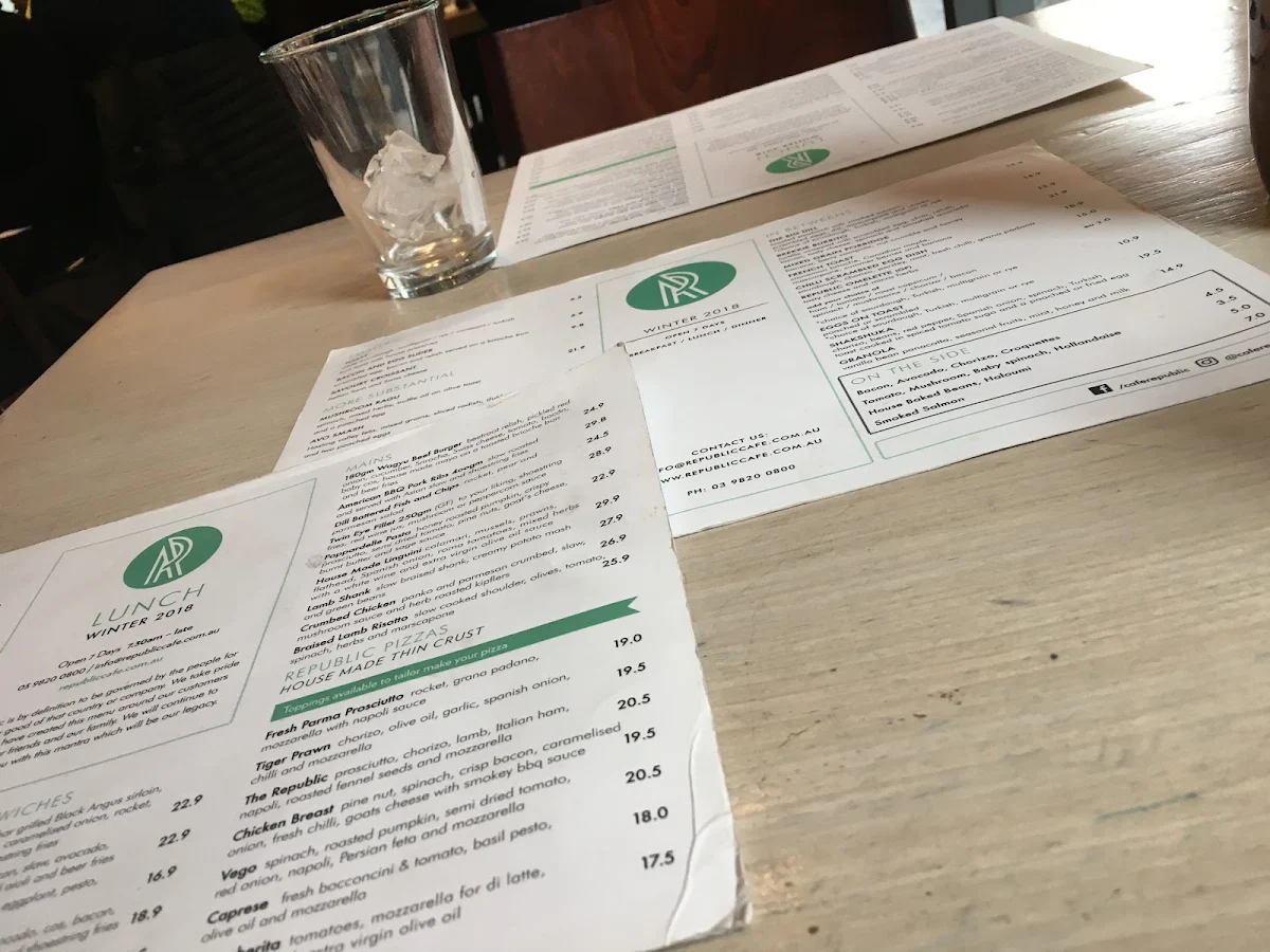 Menu, Republic Economica