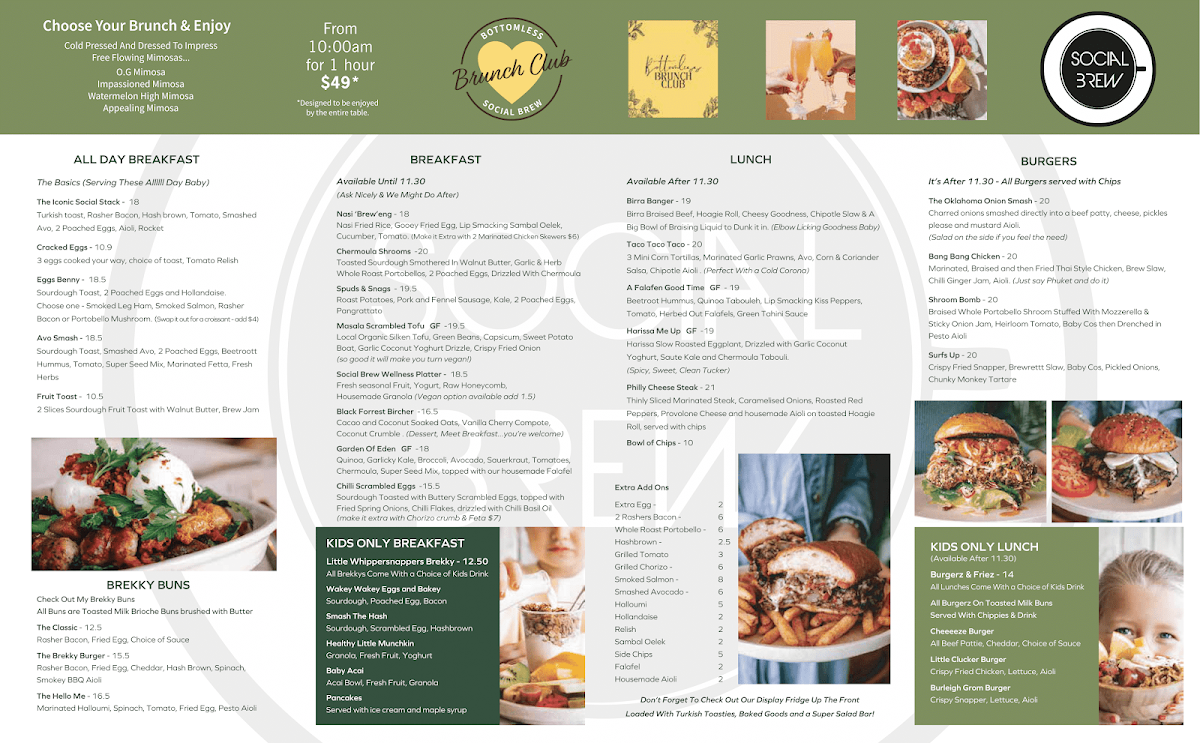 Menu, Social Brew
