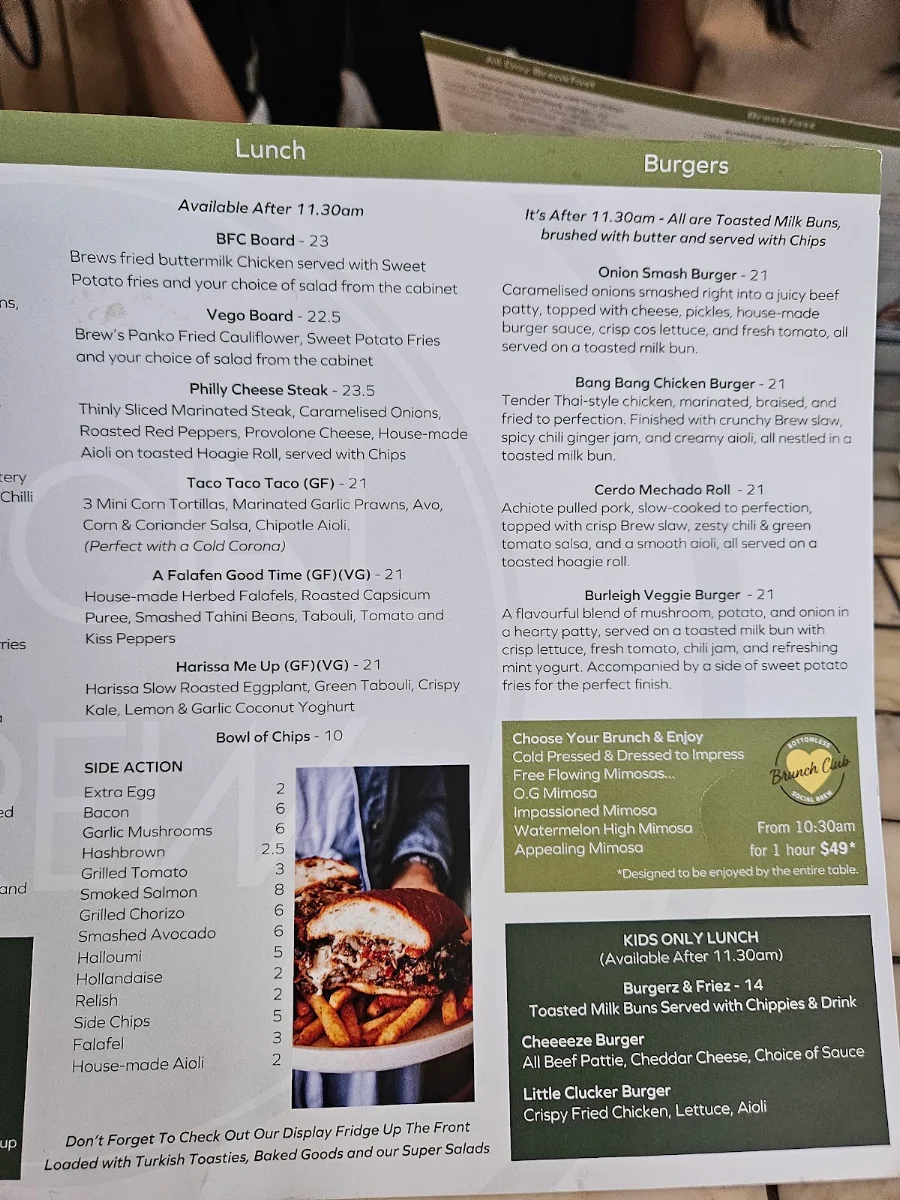 Menu, Social Brew