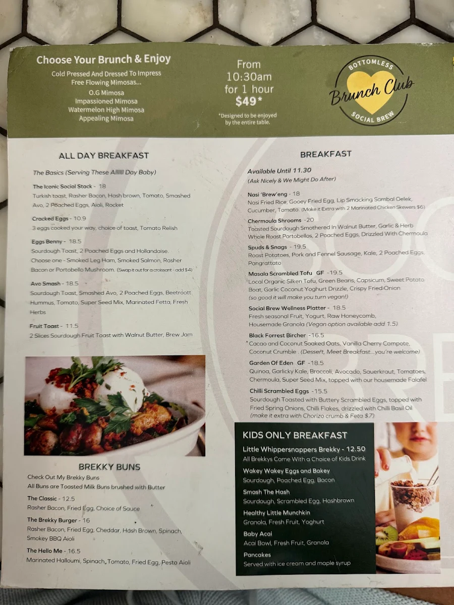 Menu, Social Brew