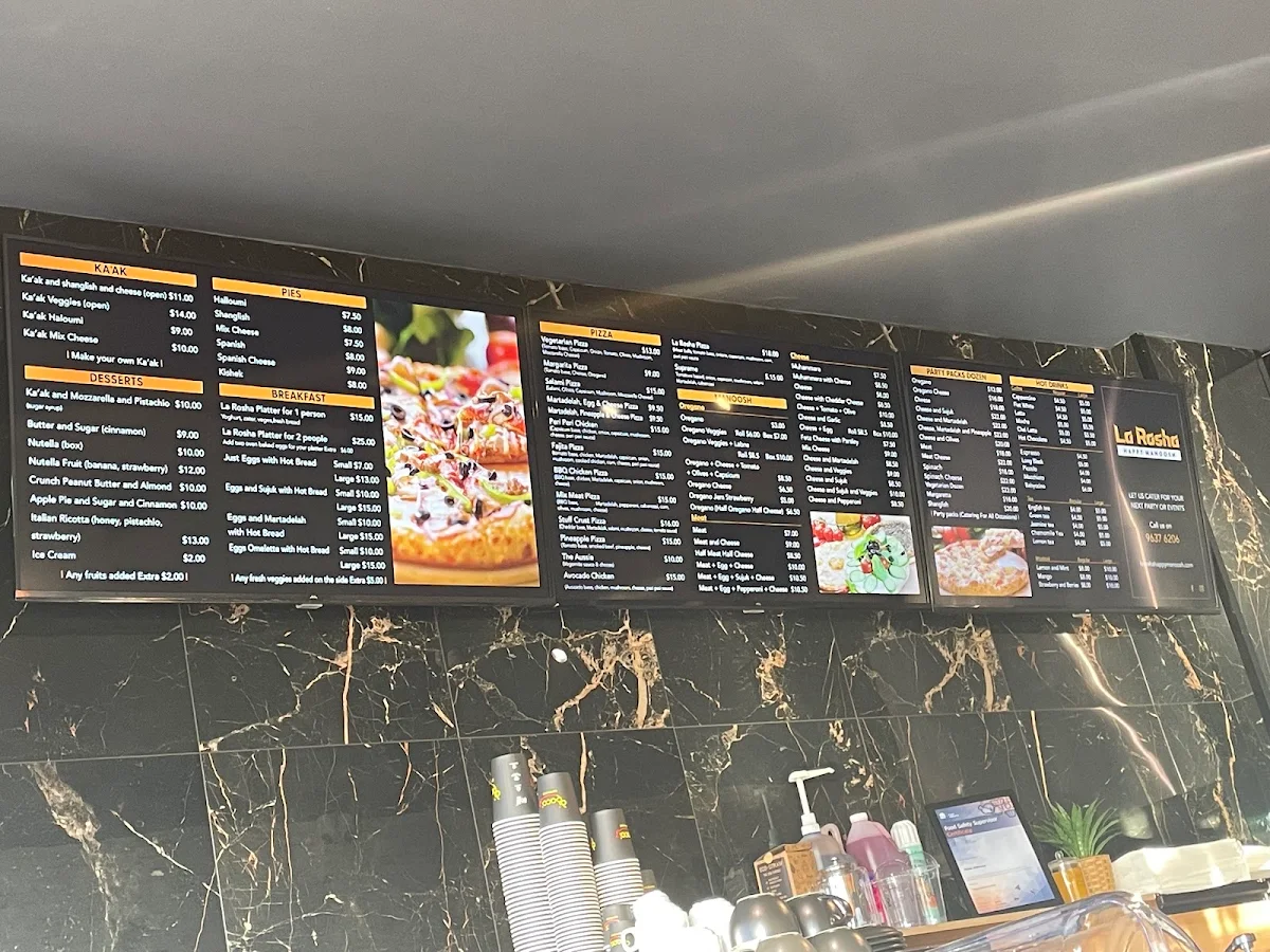 Menu, La Rosha Happy Manoosh