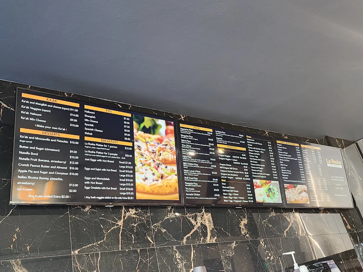 Menu, La Rosha Happy Manoosh