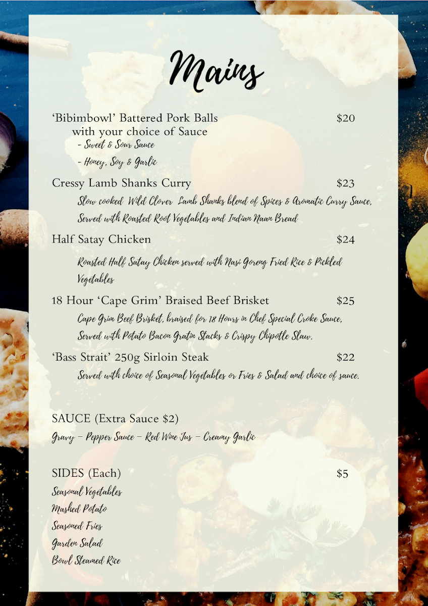 Menu, WE Fine Pty Ltd