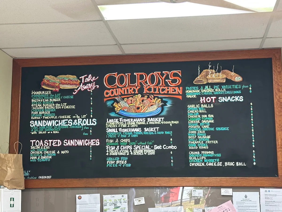 Menu, Colroy Country Kitchen