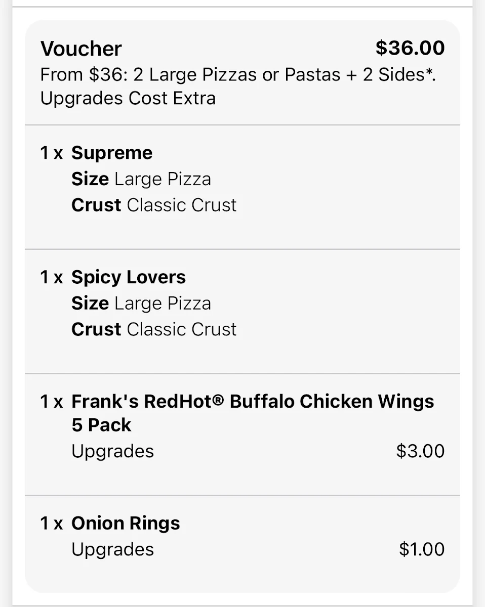 Menu, Domino's Pizza Forestville