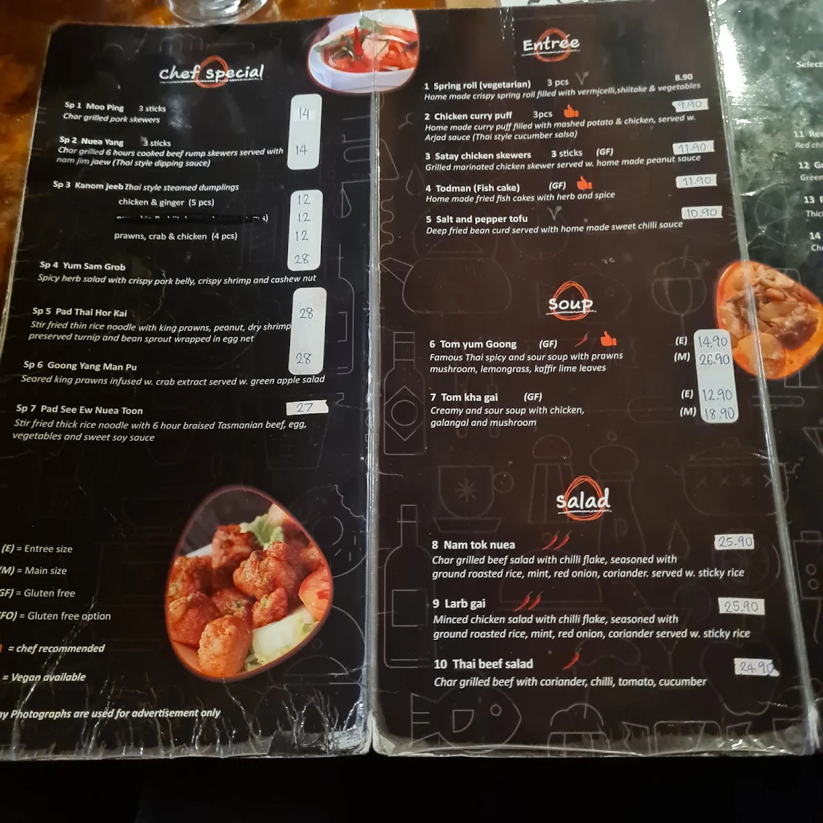 Menu, All Thai North Hobart