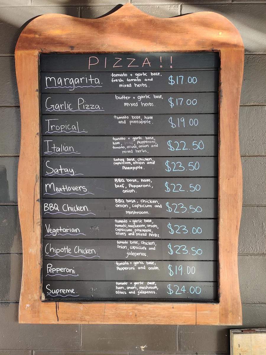 Menu, Beachy's Coconut Cafe