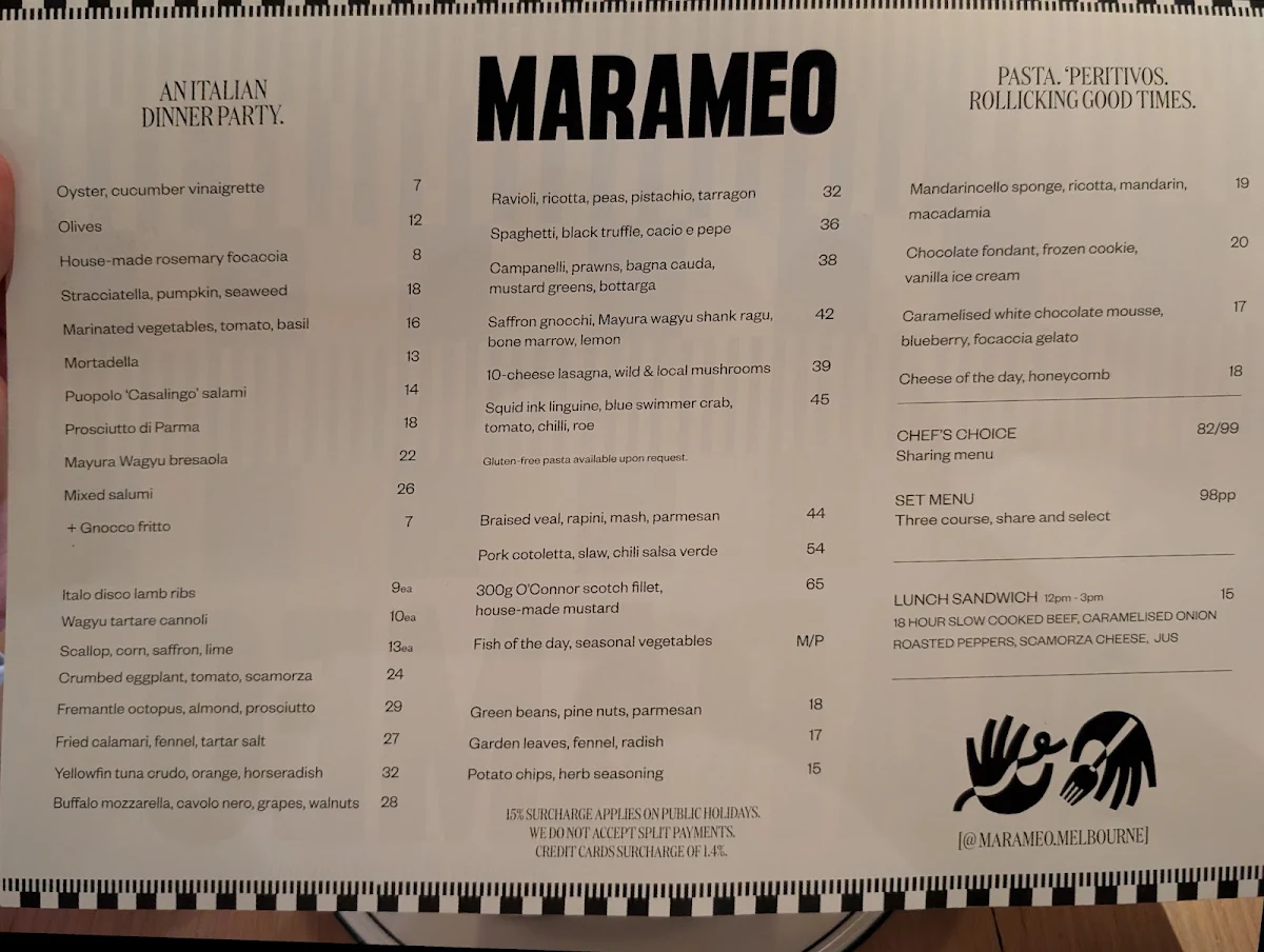Menu, Marameo