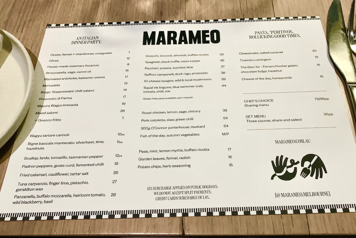 Menu, Marameo