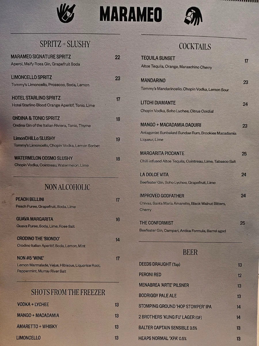 Menu, Marameo