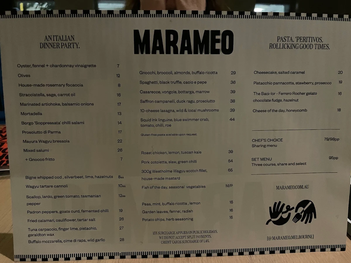 Menu, Marameo
