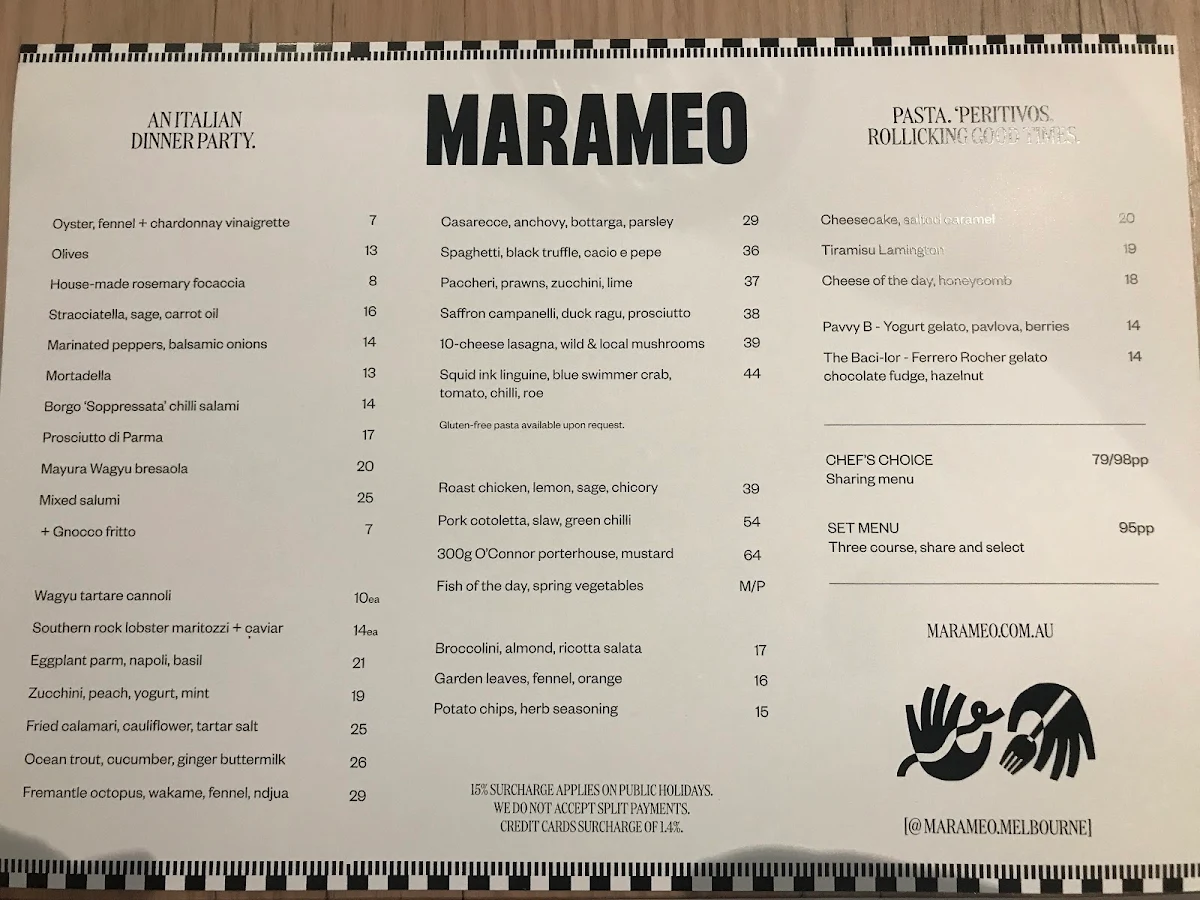 Menu, Marameo