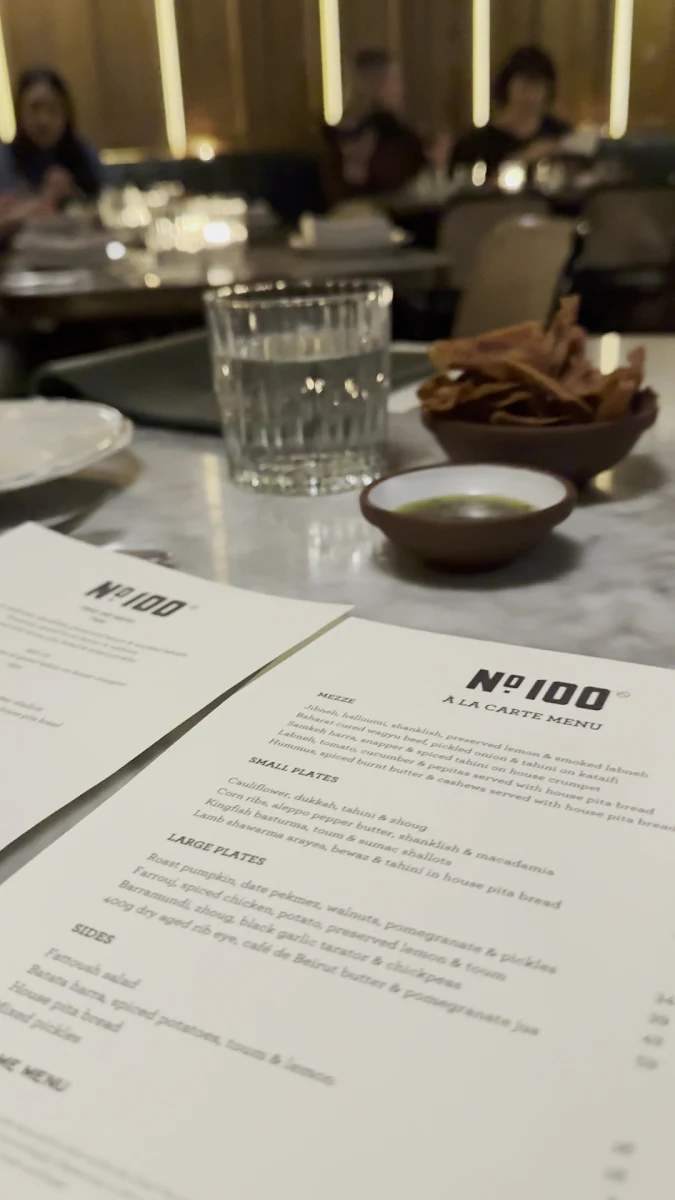 Menu, No. 100 Flinders Lane