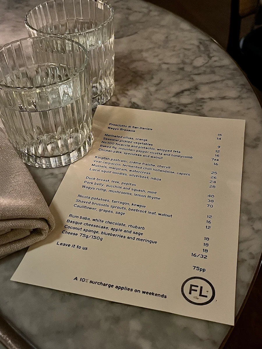 Menu, No. 100 Flinders Lane