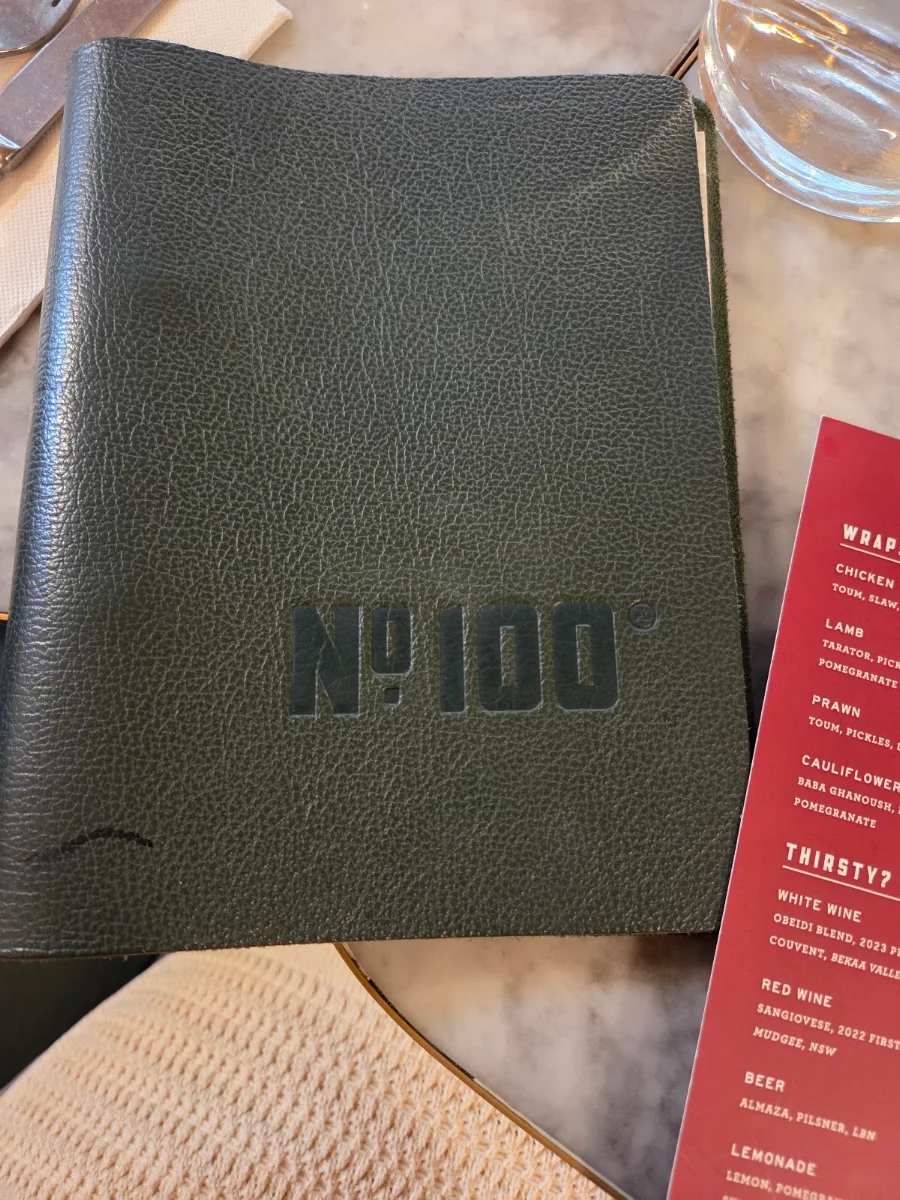 Menu, No. 100 Flinders Lane