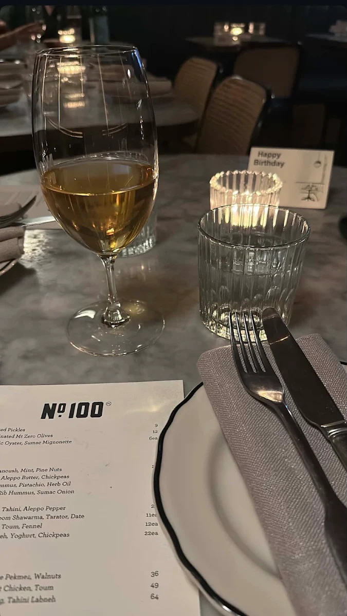 Menu, No. 100 Flinders Lane