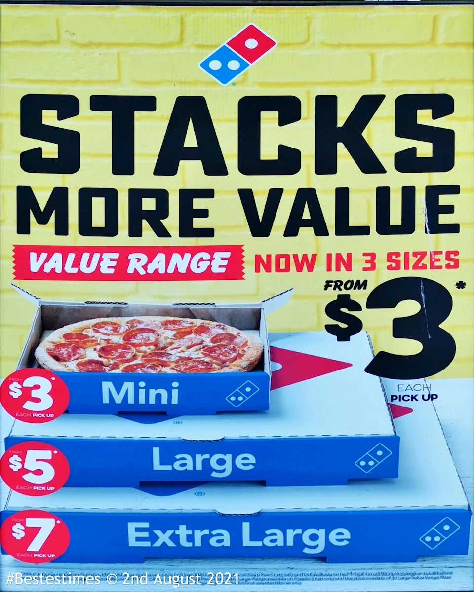 Menu, Domino's Pizza Innisfail