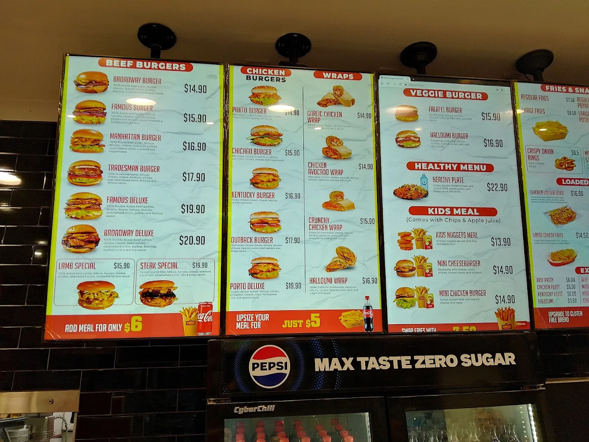 Menu, Burgers on Broadway Strathfield