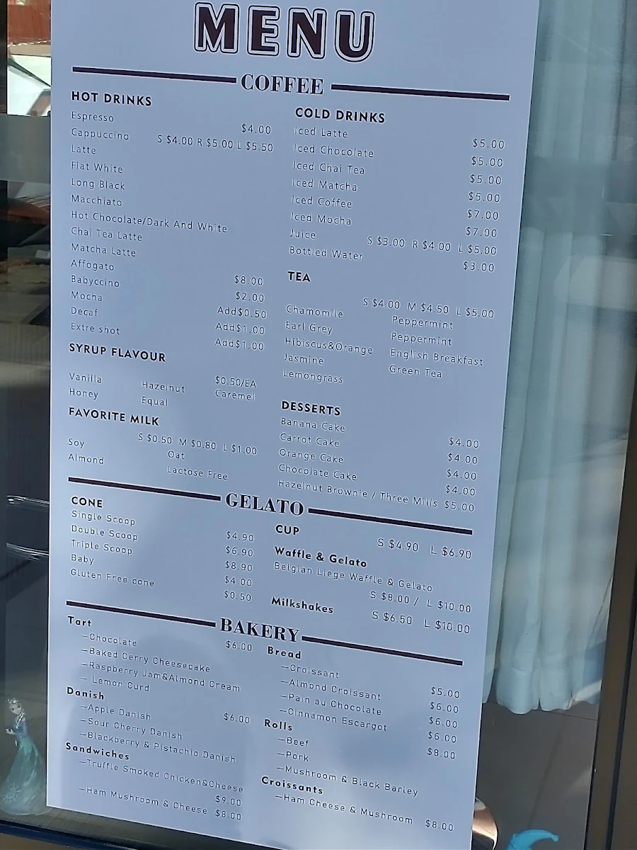 Menu, Enjoy Living 108 Gelato & Coffee Bar