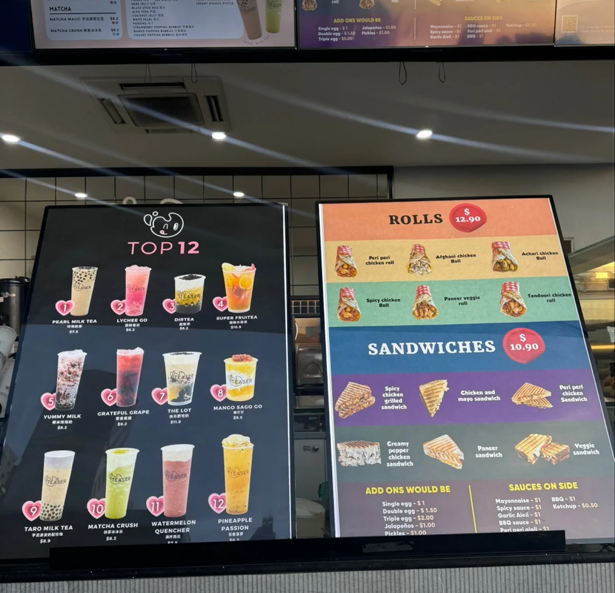 Menu, Teaser Southern Cross Station
