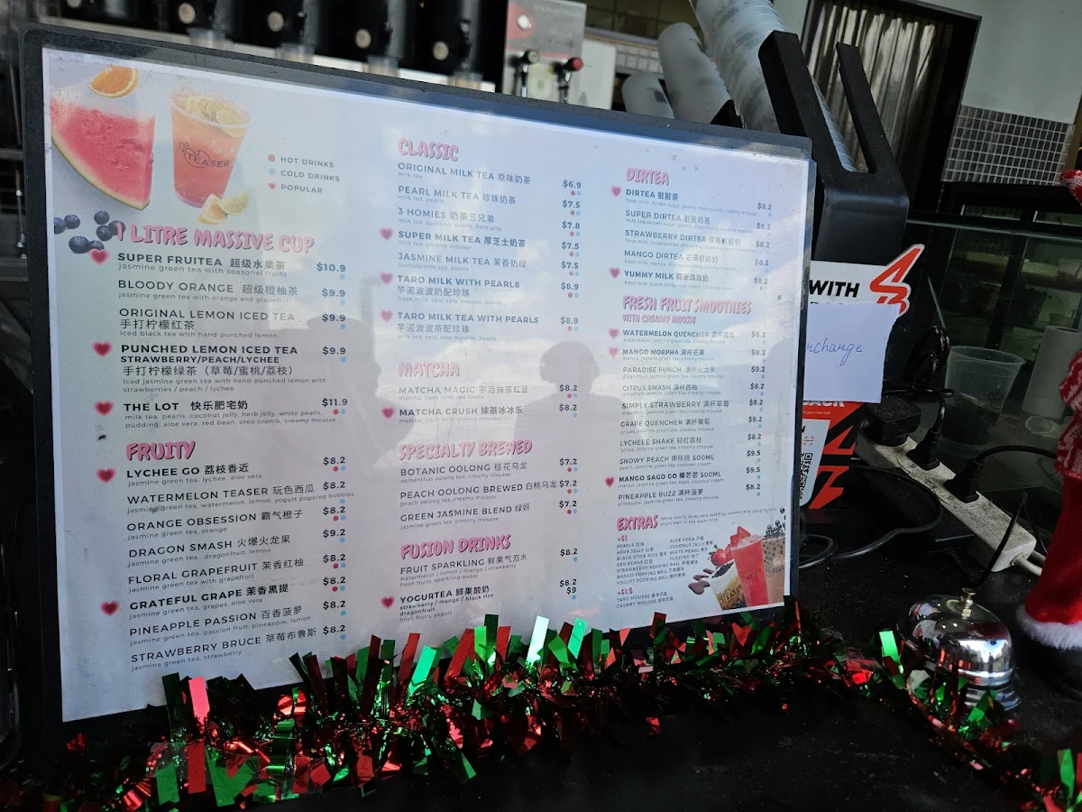 Menu, Teaser Southern Cross Station