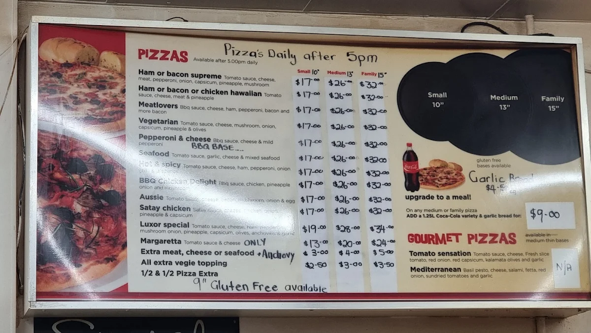 Menu, Luxor Cafe