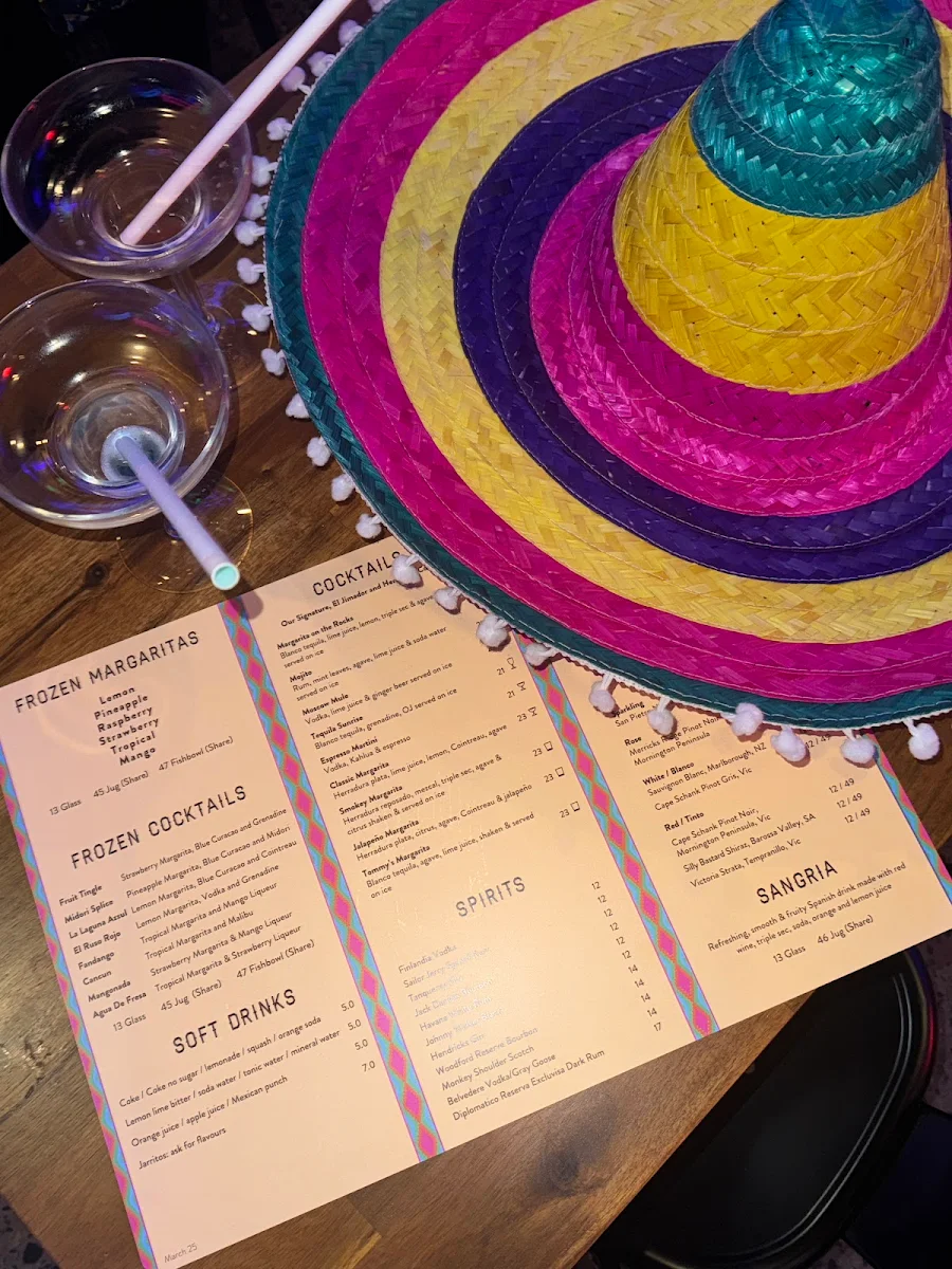 Menu, Miia Mexiico Dubbo