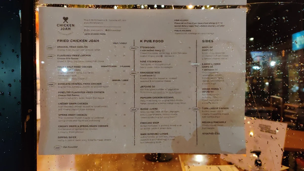Menu, Chicken Joah
