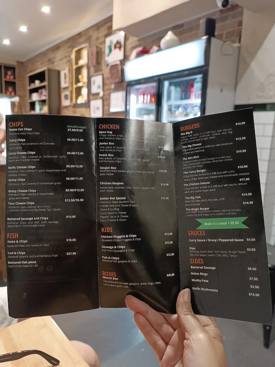 Menu, Big Dave’s Chipper - Restaurant