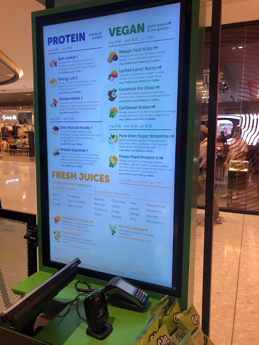 Menu, Boost Juice